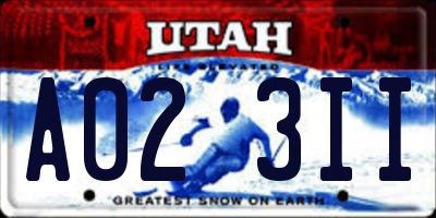 UT license plate A023II