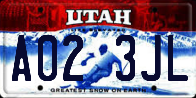 UT license plate A023JL