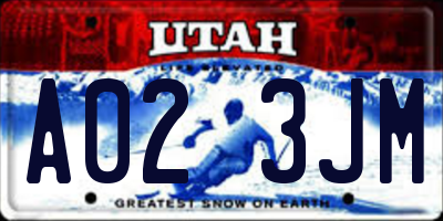 UT license plate A023JM