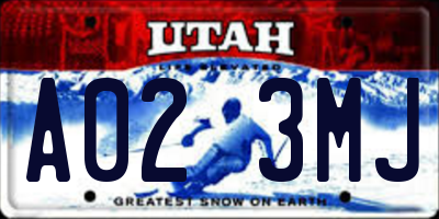 UT license plate A023MJ