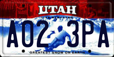 UT license plate A023PA