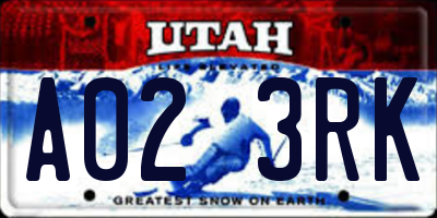 UT license plate A023RK