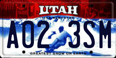 UT license plate A023SM