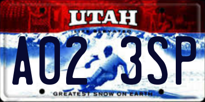 UT license plate A023SP