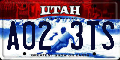 UT license plate A023TS