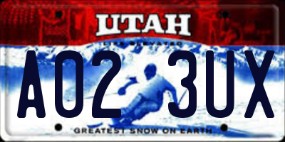 UT license plate A023UX