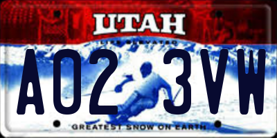 UT license plate A023VW