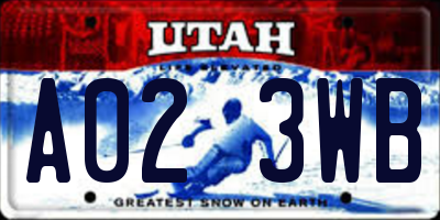 UT license plate A023WB