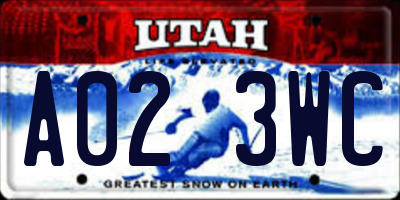 UT license plate A023WC