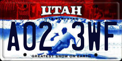 UT license plate A023WF