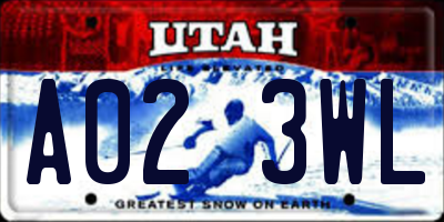 UT license plate A023WL