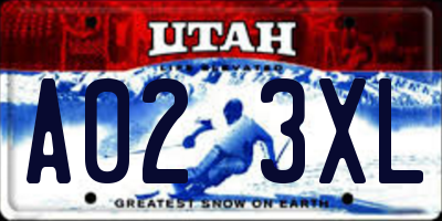 UT license plate A023XL