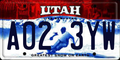 UT license plate A023YW