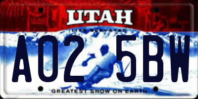 UT license plate A025BW