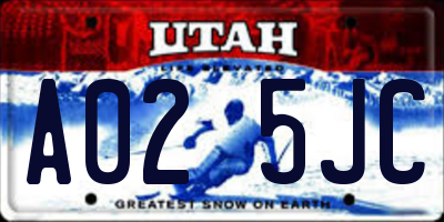 UT license plate A025JC