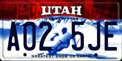 UT license plate A025JE