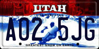 UT license plate A025JG