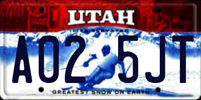 UT license plate A025JT