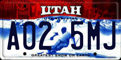 UT license plate A025MJ