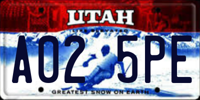 UT license plate A025PE