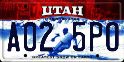 UT license plate A025PO