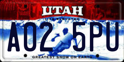 UT license plate A025PU