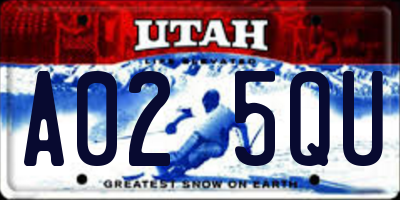 UT license plate A025QU