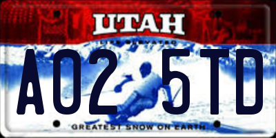 UT license plate A025TD