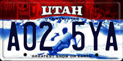 UT license plate A025YA