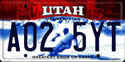 UT license plate A025YT