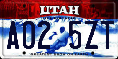 UT license plate A025ZT