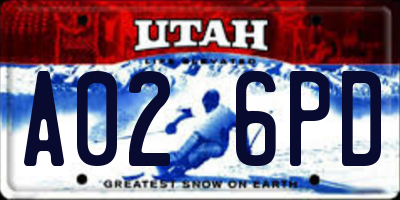 UT license plate A026PD