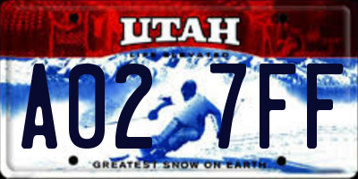 UT license plate A027FF