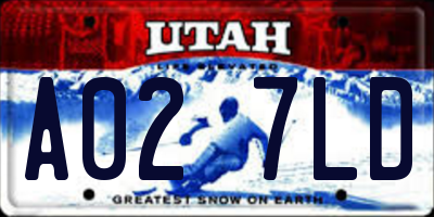 UT license plate A027LD