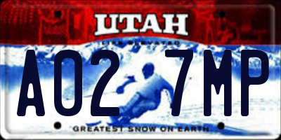 UT license plate A027MP