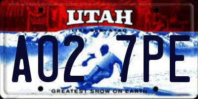 UT license plate A027PE