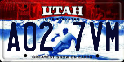 UT license plate A027VM