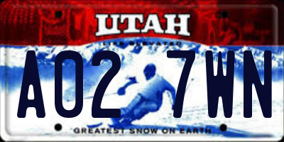 UT license plate A027WN