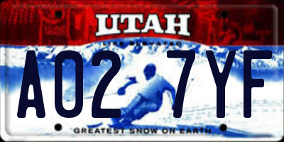 UT license plate A027YF