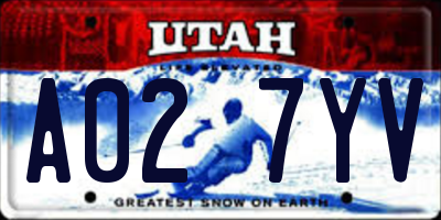 UT license plate A027YV