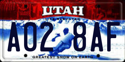 UT license plate A028AF