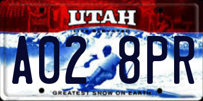 UT license plate A028PR