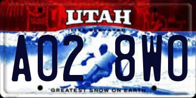 UT license plate A028WO