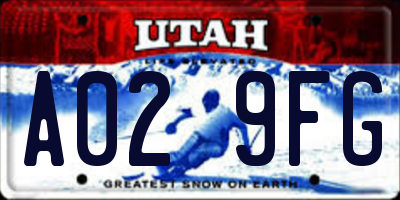 UT license plate A029FG