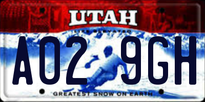 UT license plate A029GH