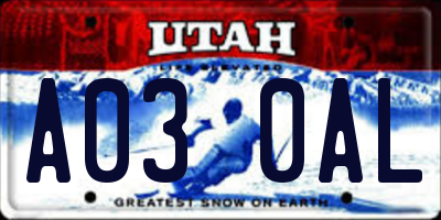 UT license plate A030AL