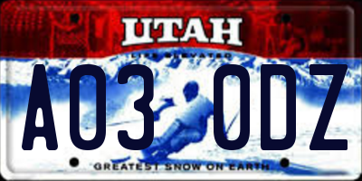 UT license plate A030DZ