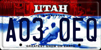 UT license plate A030EQ