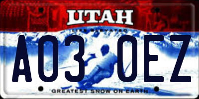 UT license plate A030EZ