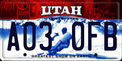 UT license plate A030FB